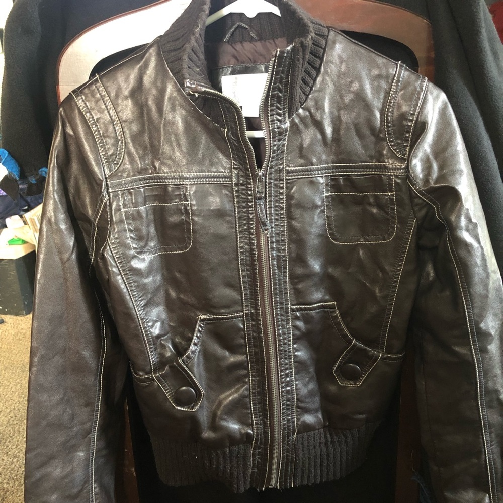 #76 Womens leather like jacket by xhilaration
